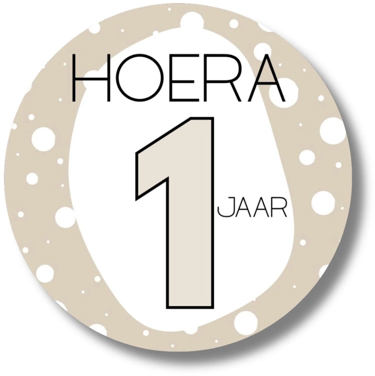 Sticker Hoera 1 jaar | Beige | Stickervel 20 stuks | Verjaardag kind